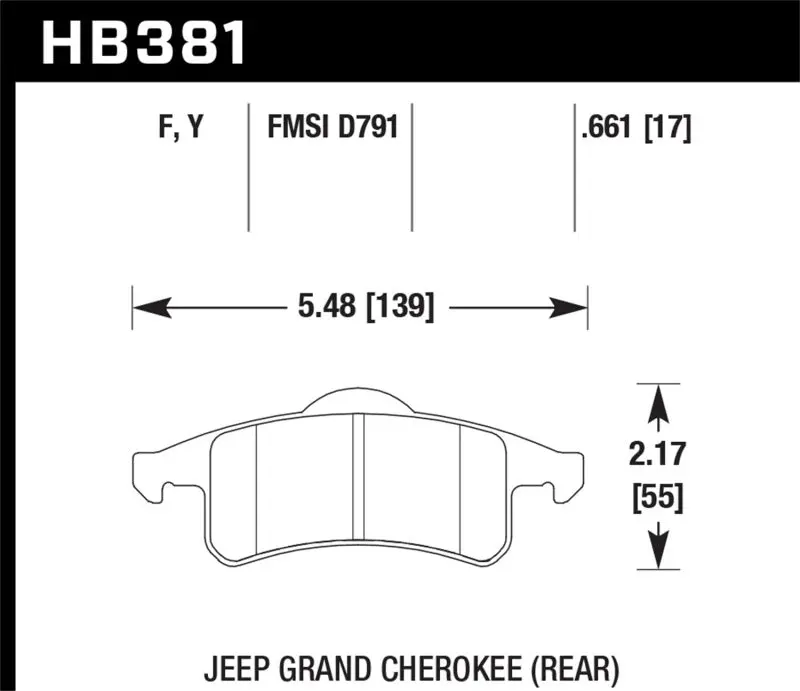 HAWK HAWKHB381Y.661 99-04 Jeep Grand Cherokee LTS Street Rear Brake Pads