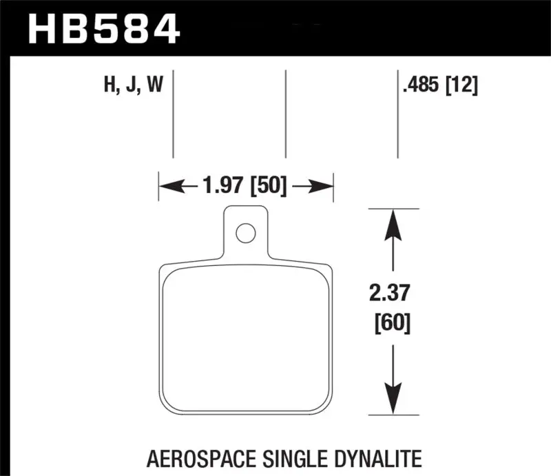 HAWK HAWKHB584W.485 Aerospace Single Dynalite 12mm Thickness DTC-30 Race Brake Pads №2