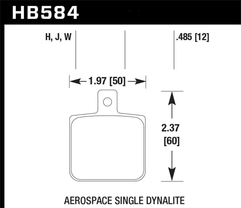 HAWK HAWKHB584F.485 Aerospace Single Dynalite 12mm Thickness HPS Street Brake Pads №2