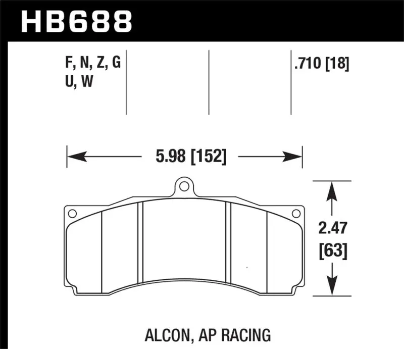 HAWK HAWKHB688F.710 Alcon / AP Racing / Baer HPS Brake Pads