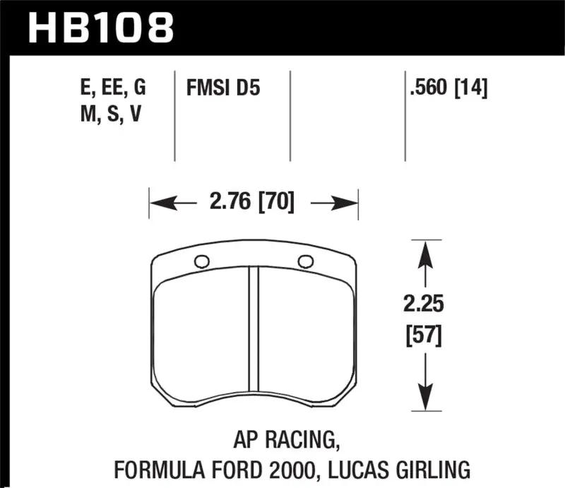 HAWK HAWKHB108E.560 AP Racing 14mm Blue 9012 Race Brake Pads №1