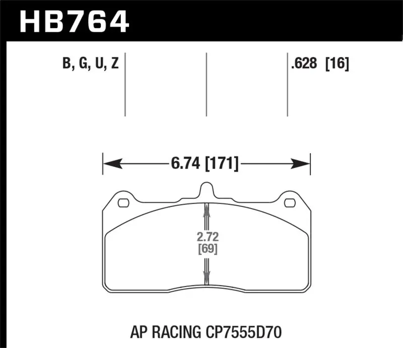 HAWK HAWKHB764B.628 AP Racing Caliper W/ 36mm Rotor HPS 5.0 Performance Street Brake Pads №1