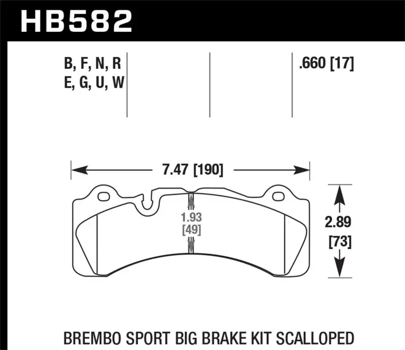 HAWK HAWKHB582B.660 Brembo Caliper HPS 5.0 Performance Street Brake Pads