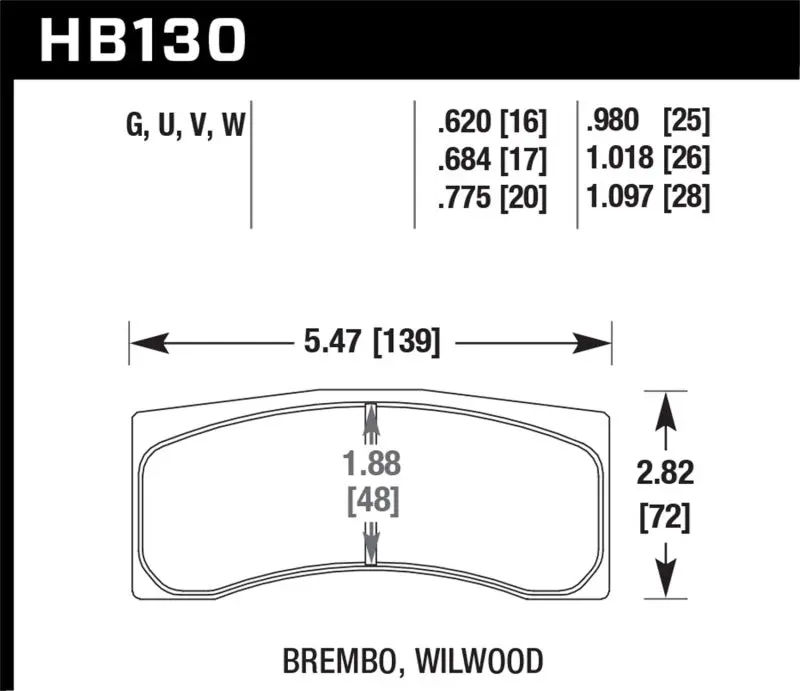 HAWK HAWKHB130U.980 Brembo X9 060 71/74 / Brembo XA4 D3 01/04 / Wilwood Integra IP Racing DTC-70 Brake Pads №1