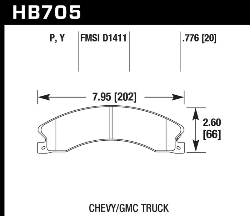 HAWK HAWKHB705Y.776 Chevy/GMC Express/Silverado/Savana/Sierra 15/25/35/4500 SuperDuty Rear LTS Brake Pads №2