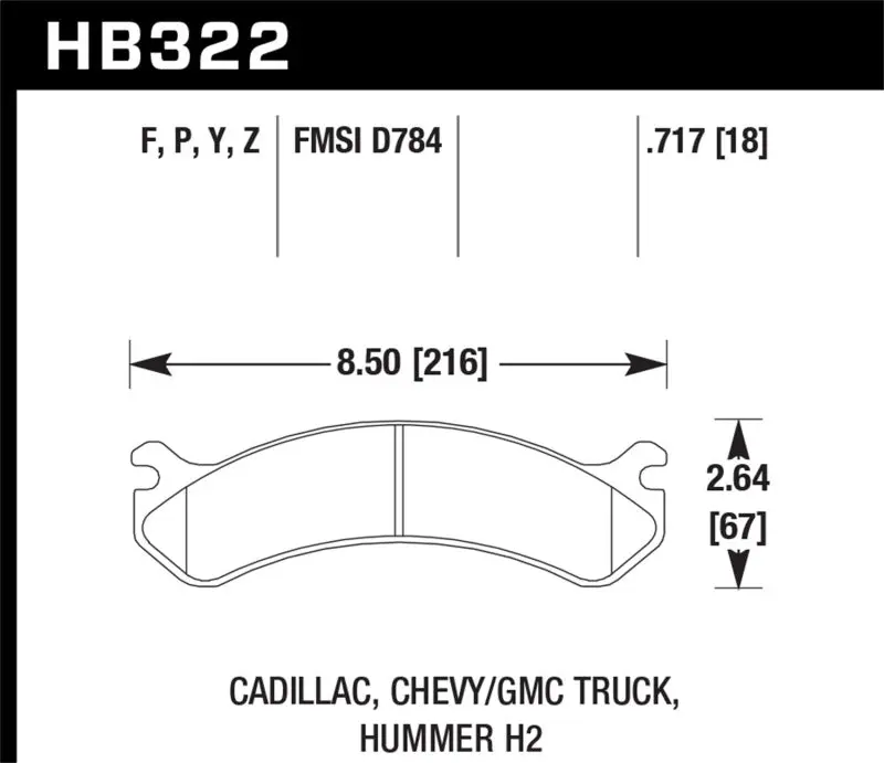 HAWK HAWKHB322F.717 Chevy / GMC Truck / Hummer HPS Street Front Brake Pads №1