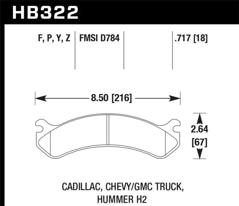 HAWK HAWKHB322F.717 Chevy / GMC Truck / Hummer HPS Street Front Brake Pads №3