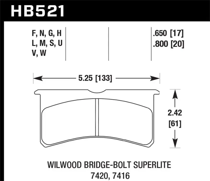 HAWK HAWKHB521D.800 ER-1 Endurance Racing Brake Pads For Wilwood Motorsport Calipers