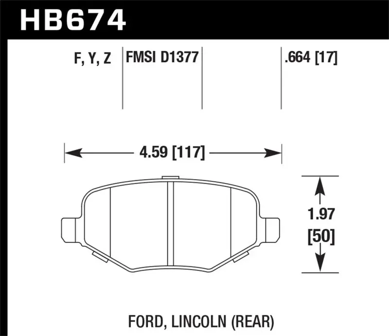 HAWK HAWKHB674F.664 Ford Edge/Explorer/Flex/Taurus/ Lincoln MKS/MKT/MKX HPS Rear Brake Pads №2