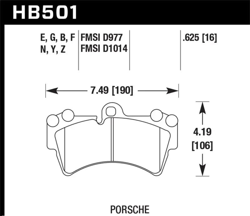 HAWK HB501F.625 Porsche HPS Street Front Brake Pads №1