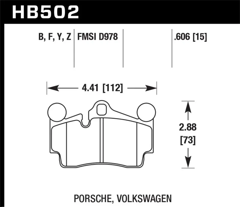 HAWK HB502B.606 2007-2014 Audi Q7 Premium HPS 5.0 Rear Brake Pads №5