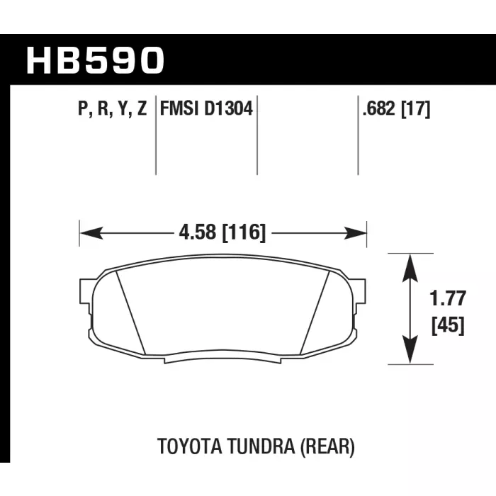 HAWK HB590Y.682 Гальмівні колодки LTS задні для TOYOTA LC200 / SEQUOIA / TUNDRA / LEXUS LX570 / MMC Pajero 4