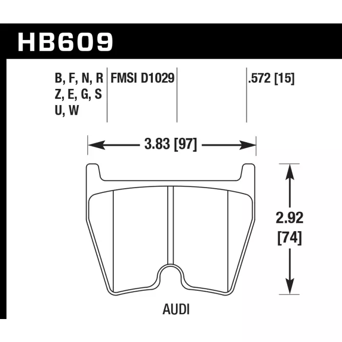 HAWK HB609F.572 Тормозные колодки HPS передние для AUDI RS4 / RS6 / R8 / RS-Q3 / LAMBORGHINI / BREMBO 8 поршней