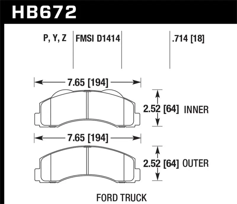 HAWK HB672P.714 10-14 Ford F-150 Front Super Duty Brake Pads №1