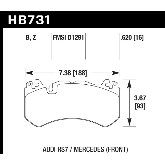 HAWK HB731B.620 Тормозные колодки HPS 5.0 передние MERCEDES-Benz AMG GT 63/ C63 AMG / AMG GT R/ SL63 AMG / AUDI RS7