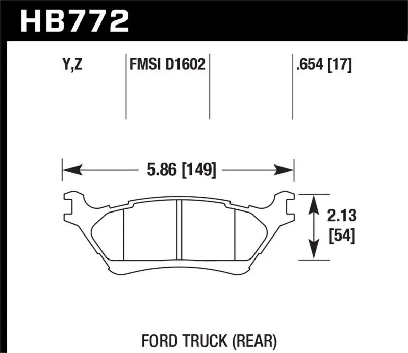 HAWK HB772Y.654 2012-2016 Ford F-150 / Full-Size Trucks And SUV - LTS Street Brake Pads