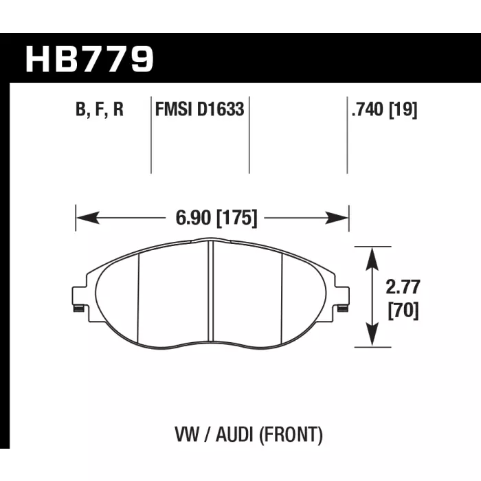 HAWK HB779B.740 Тормозные колодки HPS 5.0 передние для AUDI S3 2015-2019 / VW Golf R 2015+ / GTI Sport 2017+