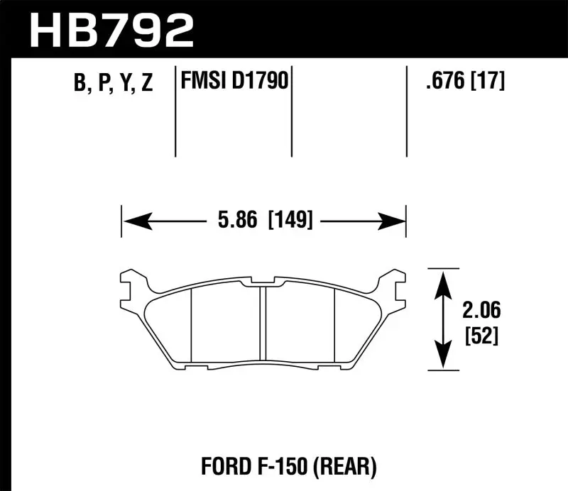 HAWK HB792P.676 15 Ford F-150 Super Duty Rear Brake Pads №2