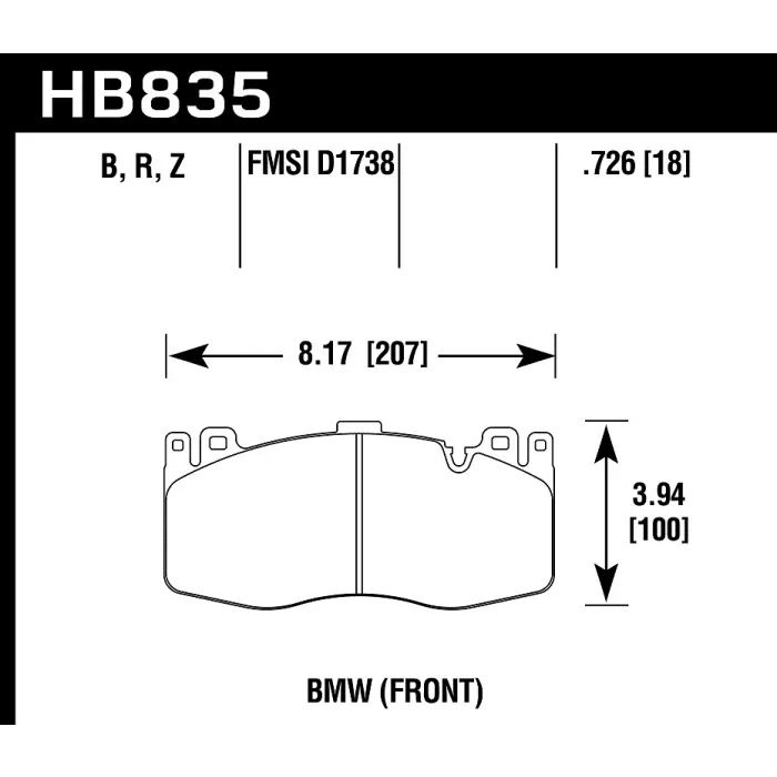 HAWK HB835B.726 Гальмівні колодки Street HPS 5.0 передні для BMW X5M (F85) / X6M (F86) 2015-2019
