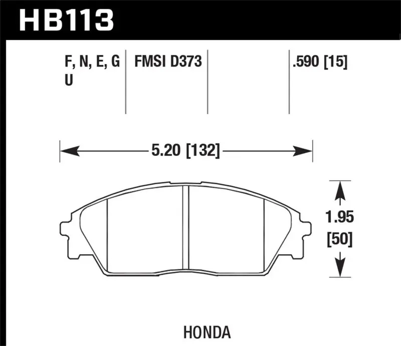 HAWK HAWKHB113N.590 Honda/ Acura 88-91 Civic Wagon/90-91CRX Si/ 88-90 Prelude S HP+ Street Front Brake Pads