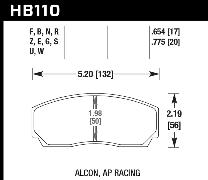 HAWK HAWKHB110B.654 HPS 5.0 AP Racing W/ 0.654 Thickness Performance Street Brake Pads