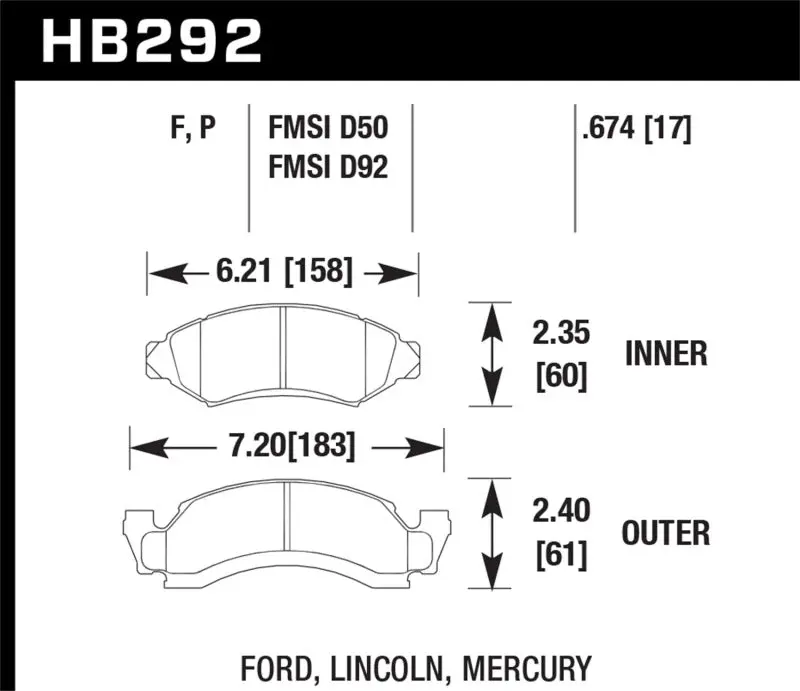 HAWK HAWKHB292F.674 HPS Street Brake Pads