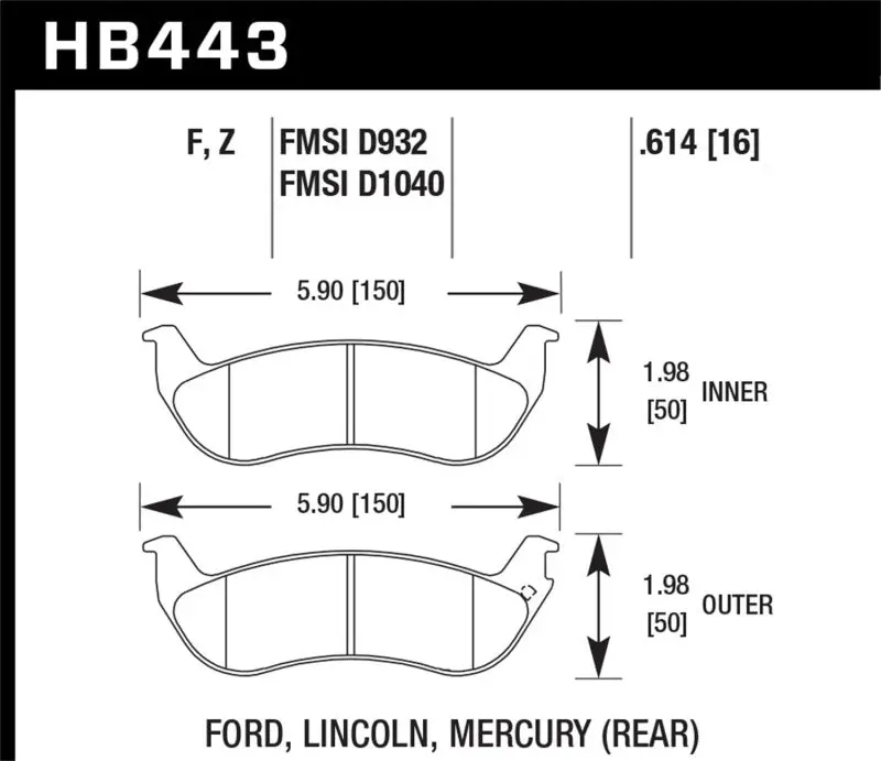 HAWK HAWKHB443F.614 HPS Street Brake Pads