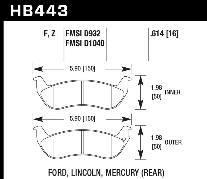 HAWK HAWKHB443F.614 HPS Street Brake Pads №2