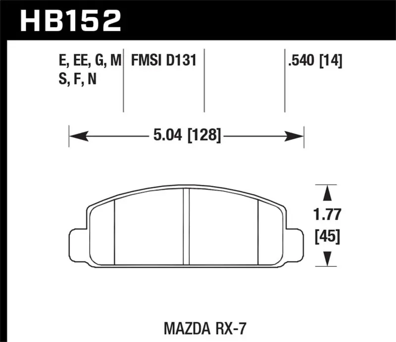 HAWK HAWKHB152N.540 Mazda RX-7 HP+ Street Front Brake Pads №1