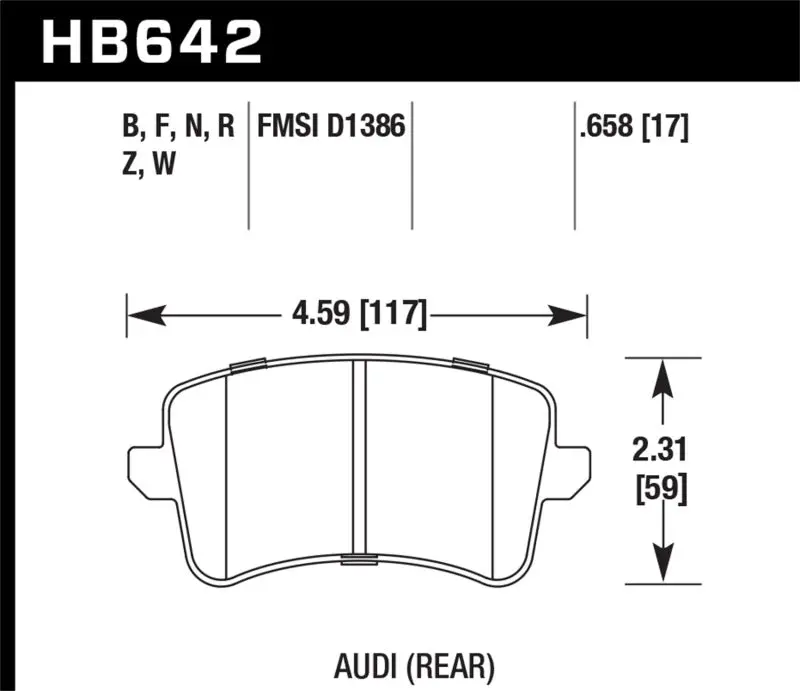 HAWK HAWKHB642Z.658 Performance 09-10 Audi A4/Quattro / 08-11 A5 Quattro / 09-11 Q5 Rear Ceramic Street Brake Pads