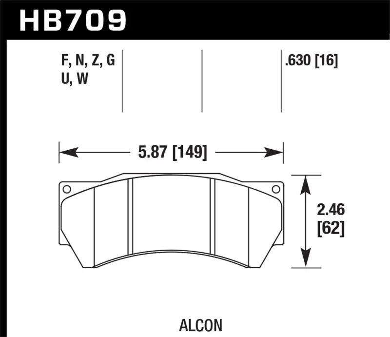 HAWK HAWKHB709F.630 Performance Alcon Mono 6, Model 4497 HPS Street Brake Pads №2