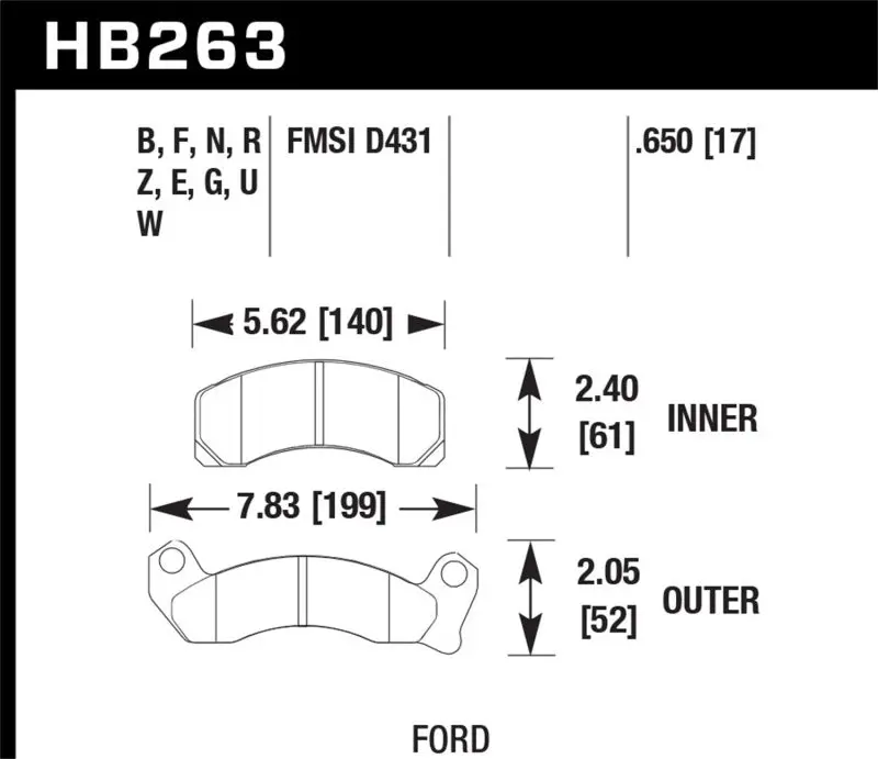 HAWK HAWKHB263Z.650 Performance Ceramic Street Brake Pads