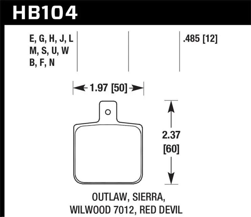 HAWK HAWKHB104N.485 Sierra/Outlaw/Wilwood HP+ Street Brake Pads №1