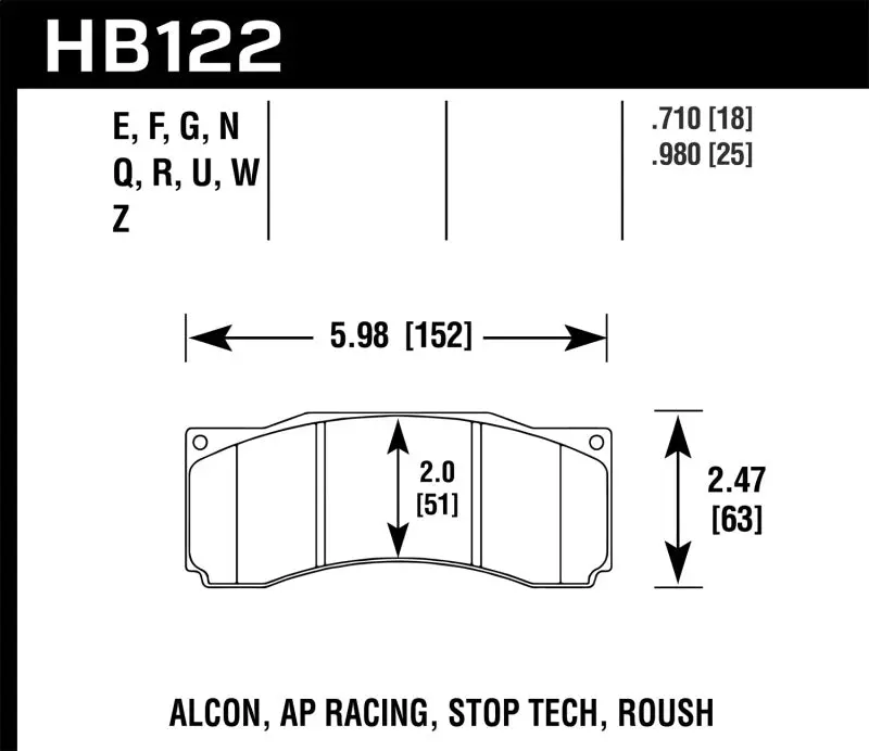 HAWK HAWKHB122G.710 Stoptech ST-60 Caliper DTC-60 Race Brake Pads №1