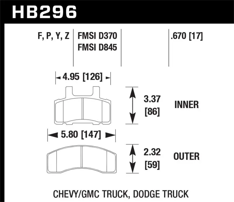 HAWK HAWKHB296P.670 Super Duty Street Brake Pads