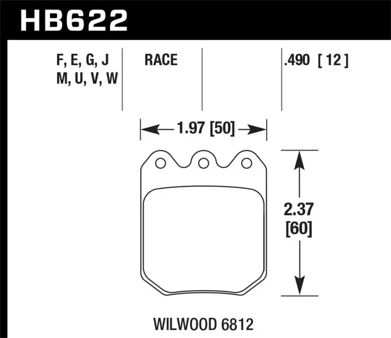 HAWK HAWKHB622W.490 Wilwood DLS 6812 DTC-30 Brake Pads №1