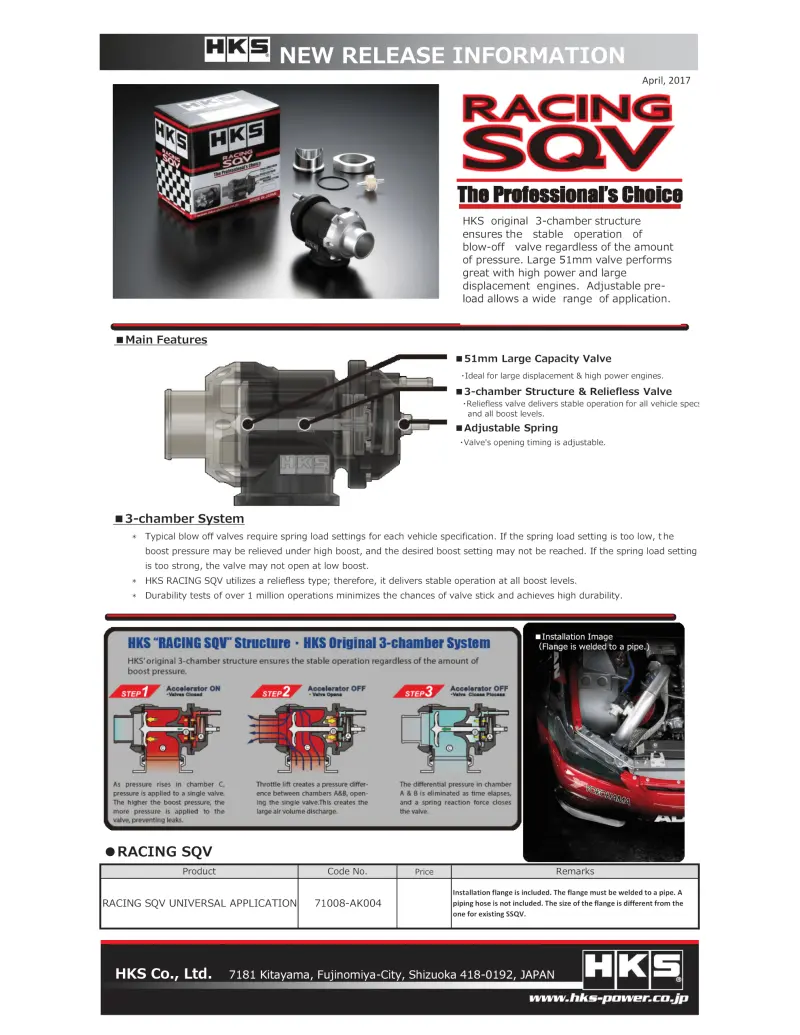 HKS HKS71008-AK004 Racing SQV Universal BOV №1