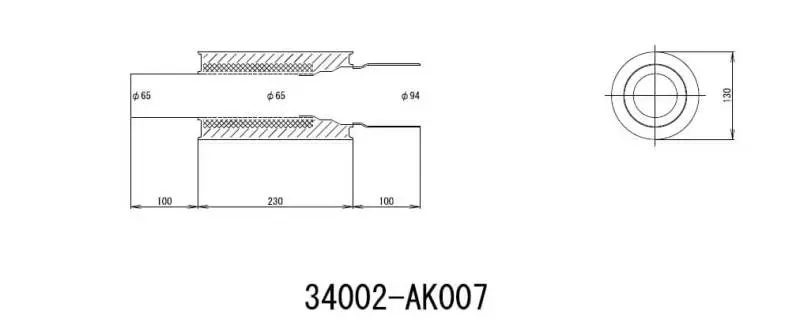 HKS HKS34002-AK007 UNIVERSAL EX H/M SUS 130-65 (MOQ: 8pcs)