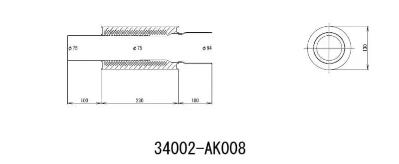 HKS HKS34002-AK008 UNIVERSAL EX H/M SUS 130-75 (MOQ: 8pcs)