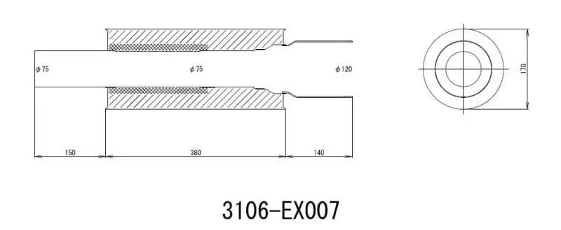 HKS HKS3106-EX007 Universal SS Hi-Power Muffler (120mm Tip / 75mm Piping) №1