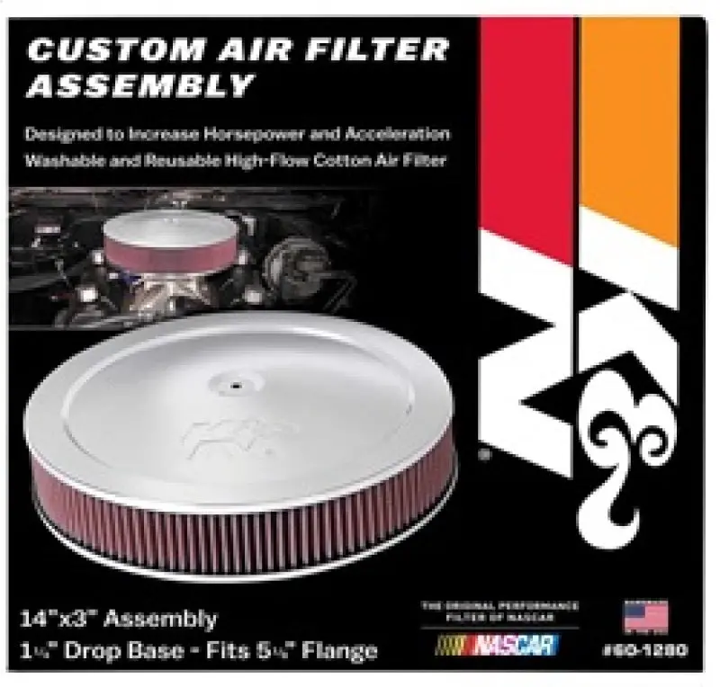 K&N KNN60-1280 14in Red Custom Air Cleaner Assembly - 5.125in ID X 14in OD X 2.75in H X 1.25in Drop Base №12