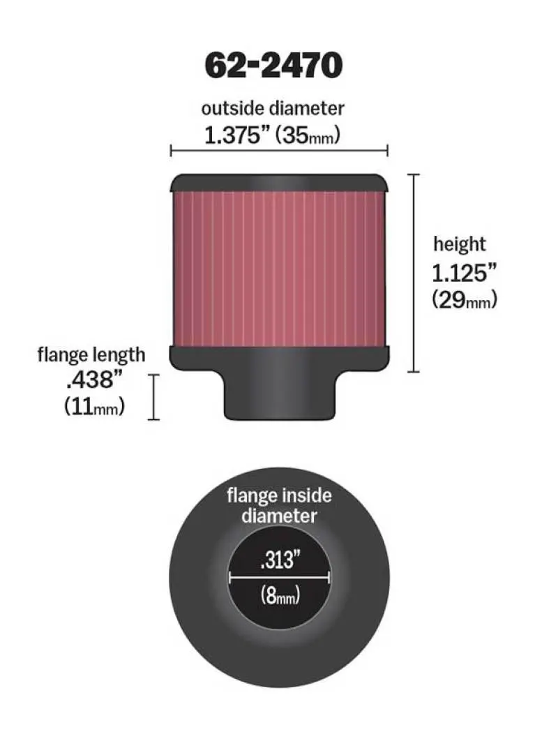 K&N KNN62-2470 .315/.431 Flange 1 3/8 Inch OD 1.5 Inch H Clamp On Crankcase Vent Filter №8