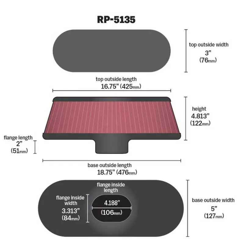 K&N KNNRP-5135 Air Filter With Carbon Fiber Top And Base №6