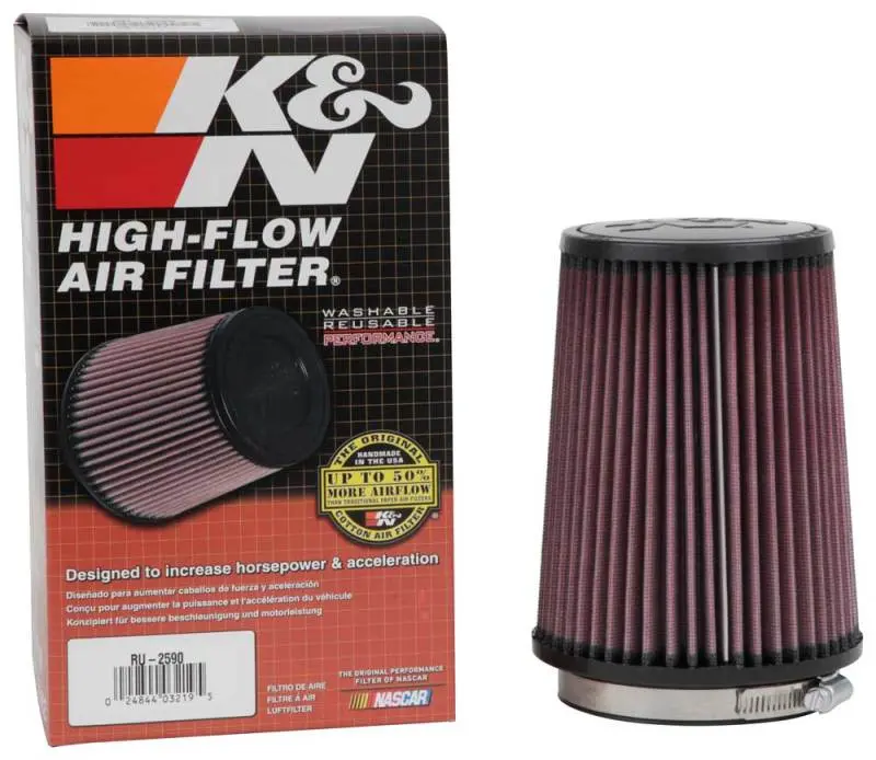 K&N KNNRU-2590 Filter Universal Rubber Filter 4 Inch Flange 5 3/8 Inch Base 4 3/8 Inch Top 7 Inch Height №17