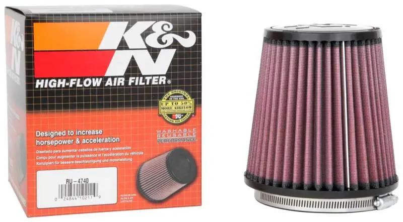 K&N KNNRU-4740 Filter Universal Rubber Filter Round Tapered 4.5in Flange 5.875in Base 4.5 Inch Top 6in Height №15