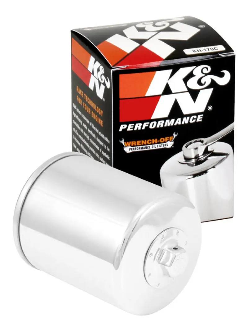 K&N KNNKN-170C Harley Davidson 3in OD X 4.063in H Chrome Oil Filter №5