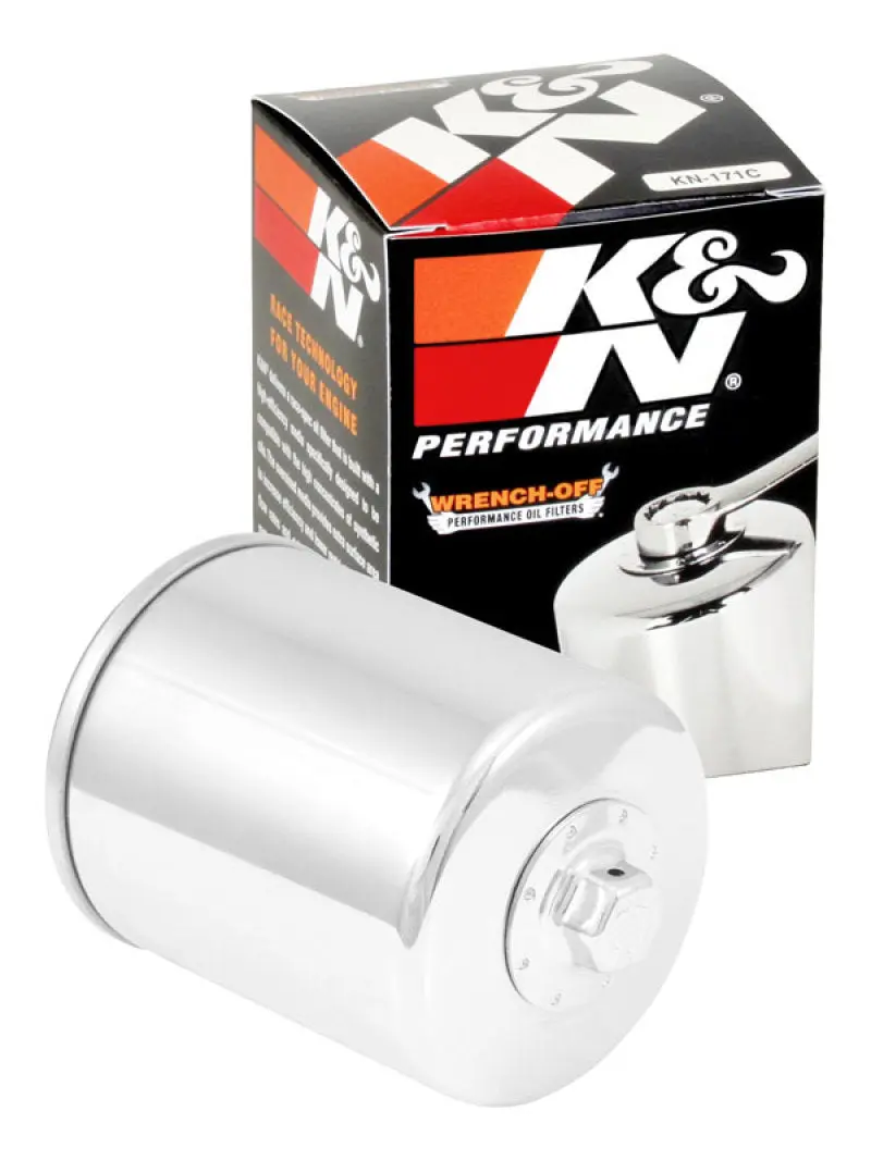 K&N KNNKN-171C Harley Davidson / Buell 3in OD X 4.063in H Chrome Oil Filter №10