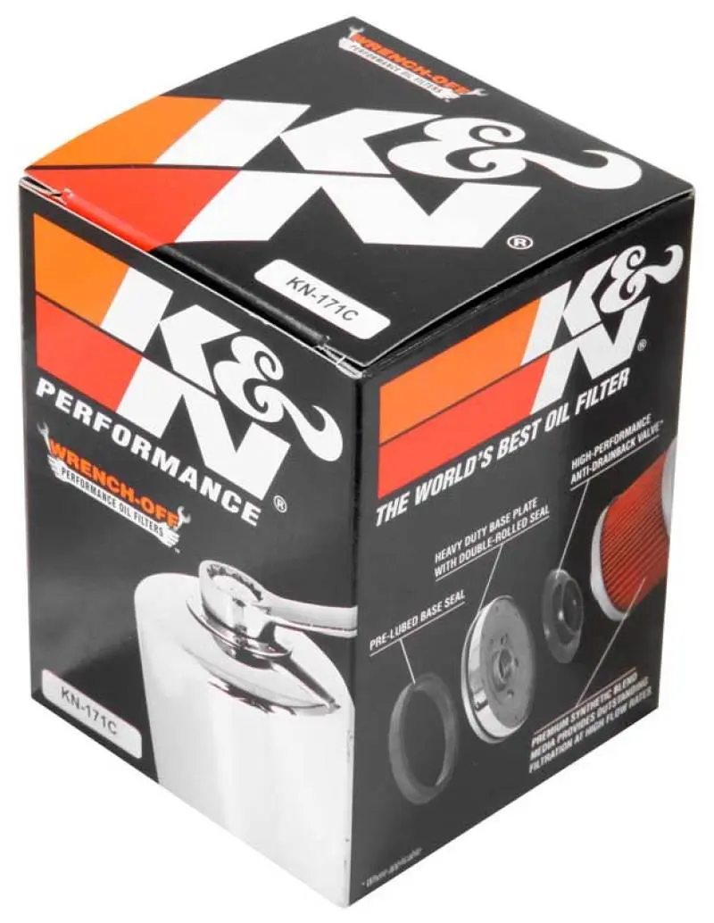 K&N KNNKN-171C Harley Davidson / Buell 3in OD X 4.063in H Chrome Oil Filter №4