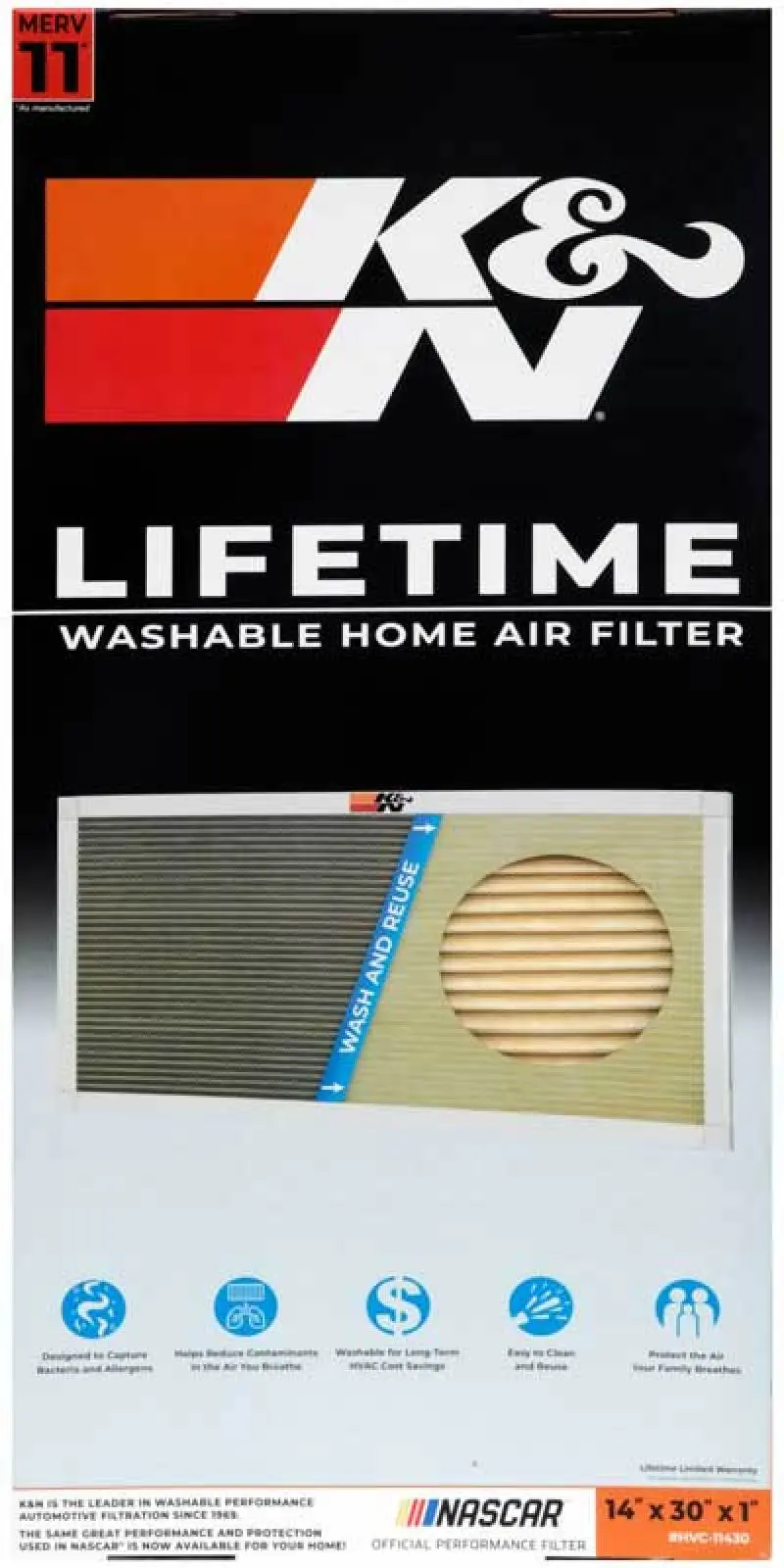 K&N KNNHVC-11430 HVAC Filter - 14 X 30 X 1 №7