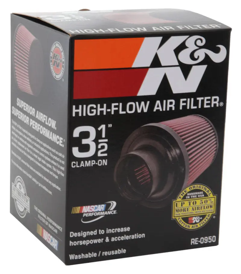 K&N RE-0950 Universal Rubber Filter 3 1/2inch ID FLG / 6inch Base / 4-5/8inch Top / 6inch Height №20